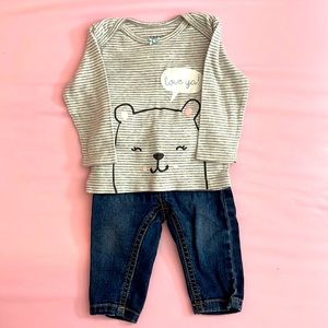 BABY GIRL TWO PIECE JEAN SET : SIZE 6 MONTHS